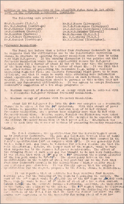Minutes of the third meeting of the Cyclotron Panel held at The Cavendish Laboratory, Cambridge (1 April 1946)