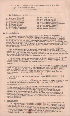 Minutes of the sixth meeting of the Cyclotron Panel held at Birmingham University (26 June 1946)