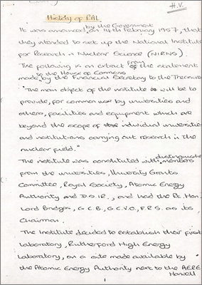 A history of RAL (Author and date unknown but context indicates that this was written by a Library student in about 1981)