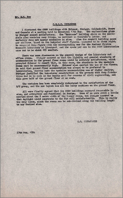 Letter to DW Fry (unknown institute) concerning office and laboratory buildings at CERN (27 May 1954)