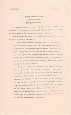 RC 1/65 Responsibilities: Note by the Chairman (11 March 1965)