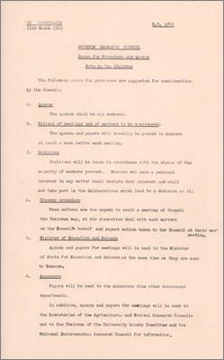 RC 2/65 Rules for procedure and quorum: Note by the Chairman (11 March 1965)