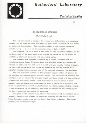 B1 Pi1 Beam Line and Experiment (NIRNS Group)