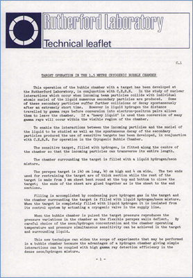 C1 Target Operation in the 1.5 metre Cryogenic Bubble Chamber (May 1970, Nimrod Division)