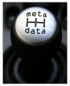 car gear lever showing the word "metadata"