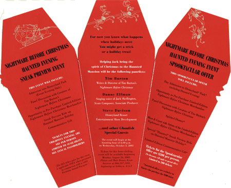 Invite to Haunted Mansion Holiday Nightmare Before Christmas Enchanted Evening, 2001.