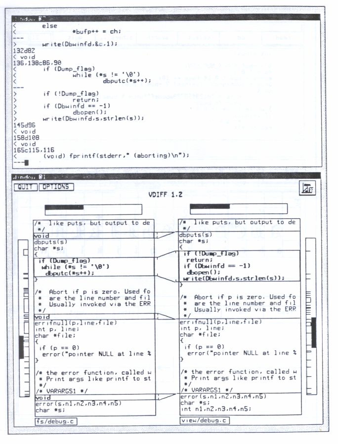 Figure 2: vdiff with diff on the same files above it