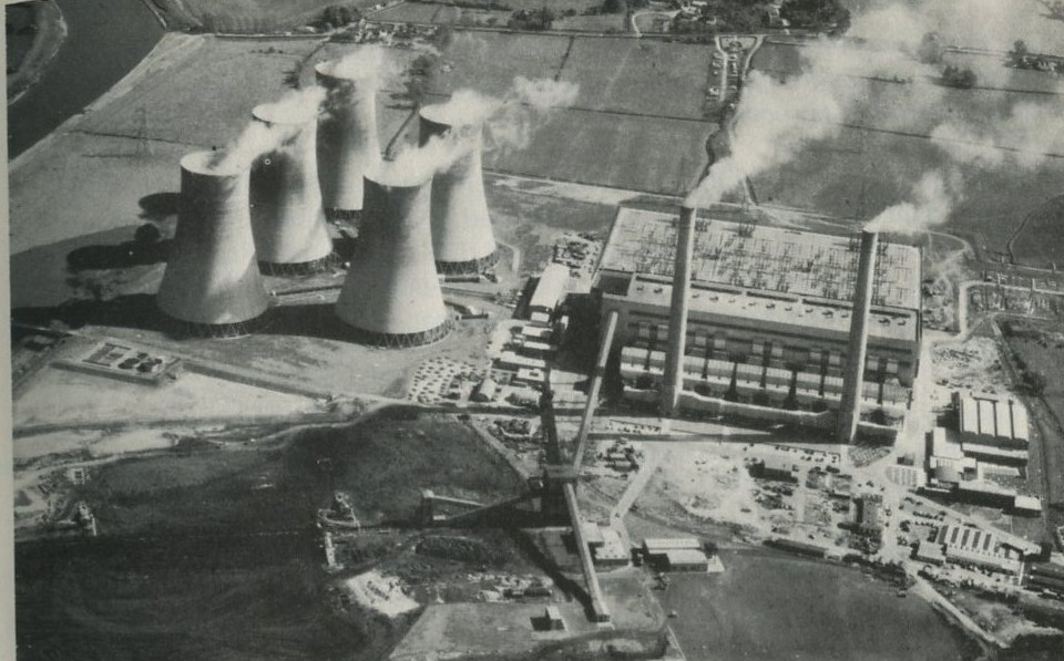 Figures 12: A power station, with cooling towers (High Marnham). Photograph, Central Electricity Generating Board. 