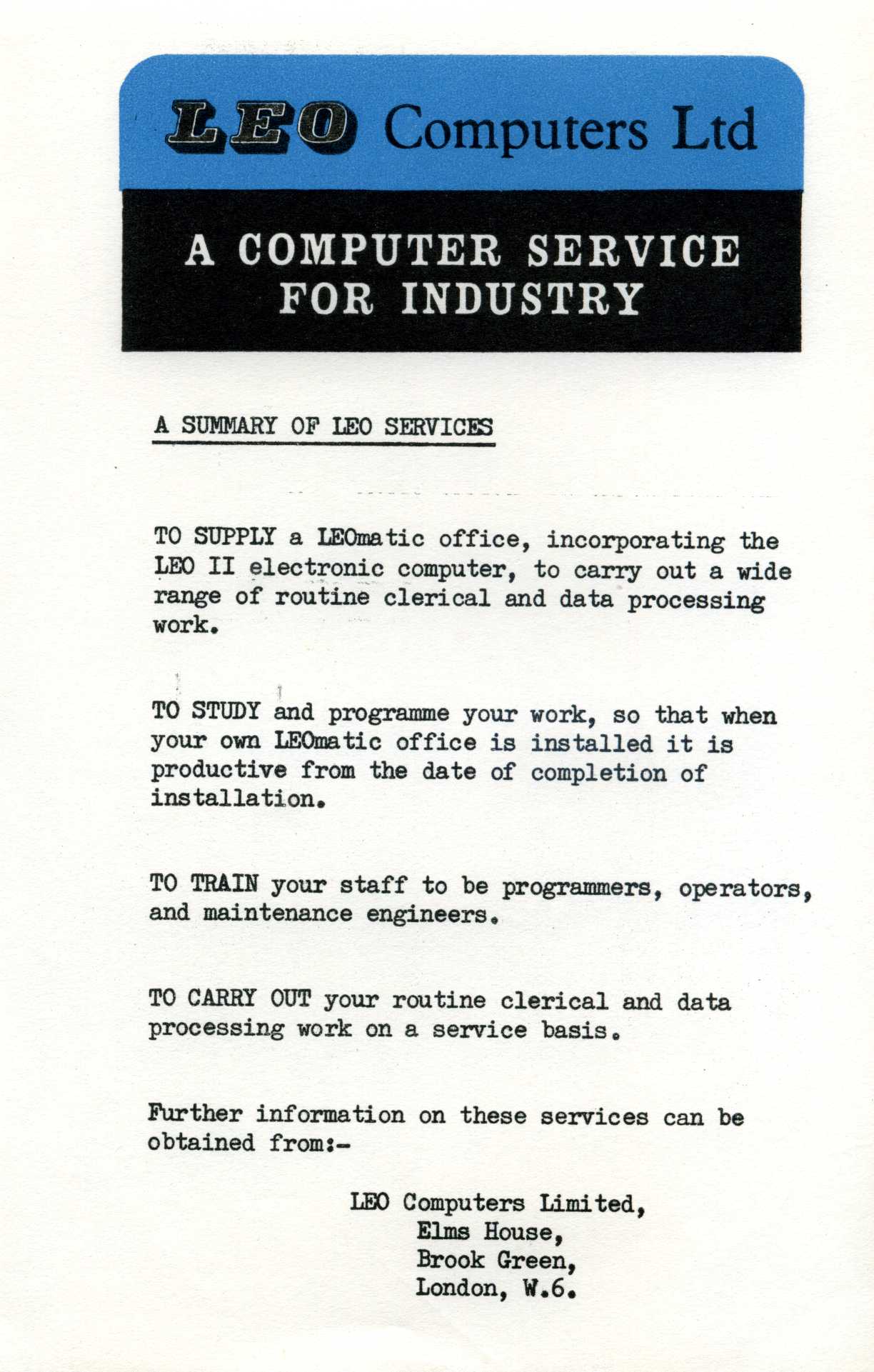Leo Leaflet: Summary of Leo Services