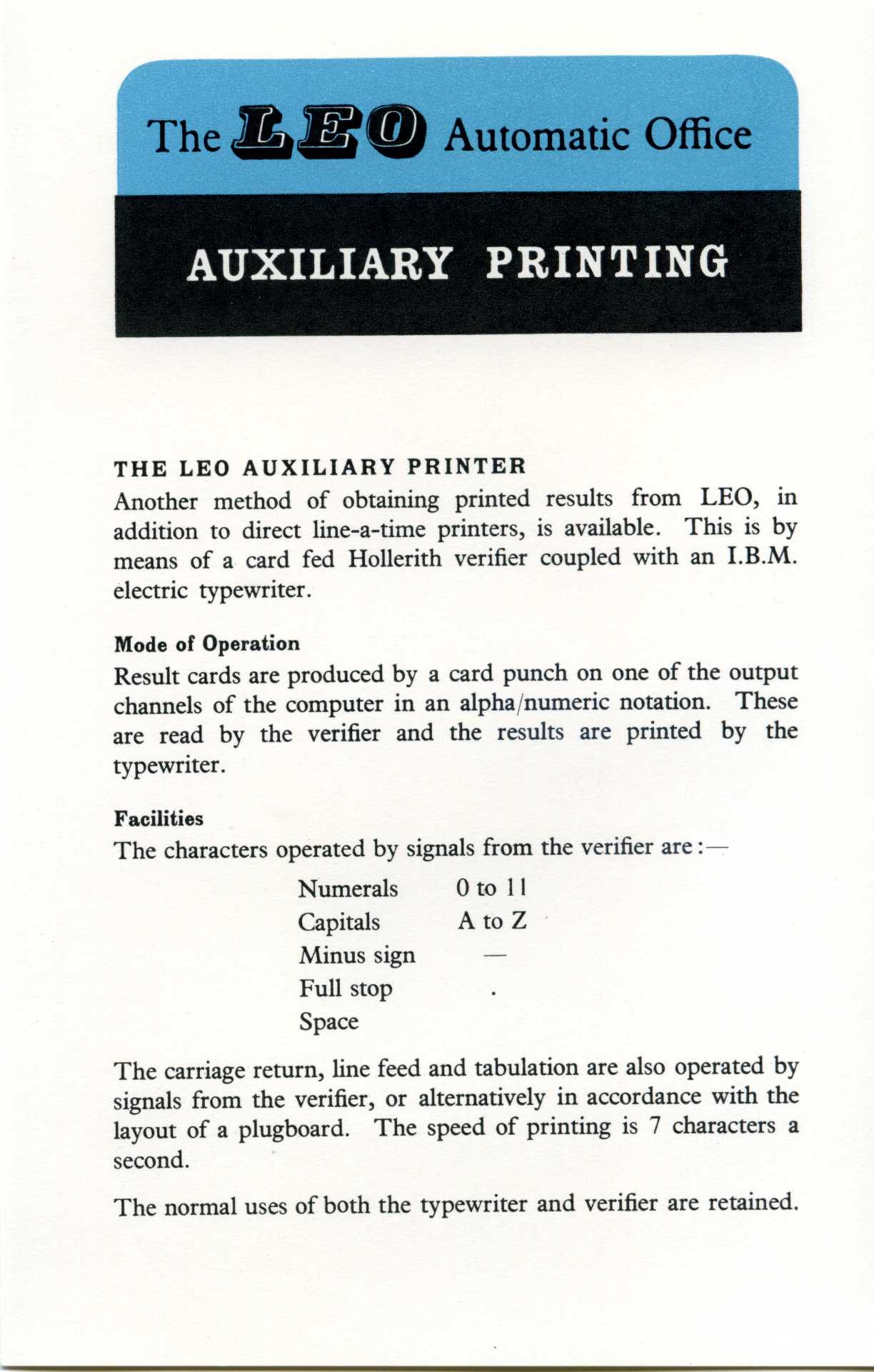 Leo Leaflet: Auxiliary Printing