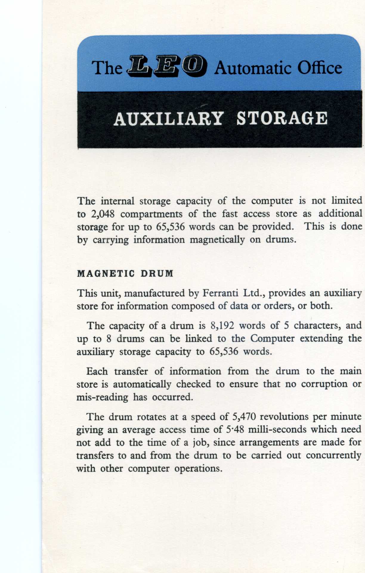 Leo Leaflet: Auxiliary Storage