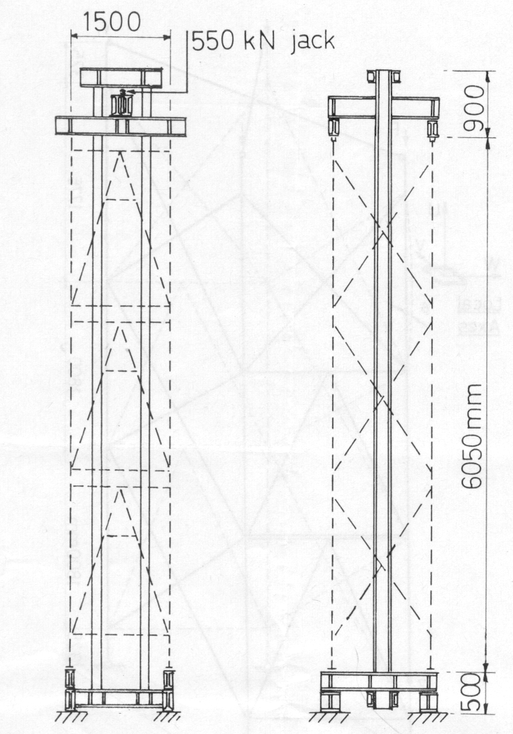 Fig 9. Scaffolding tower test rig. (Surrounding access scaffold not shown)