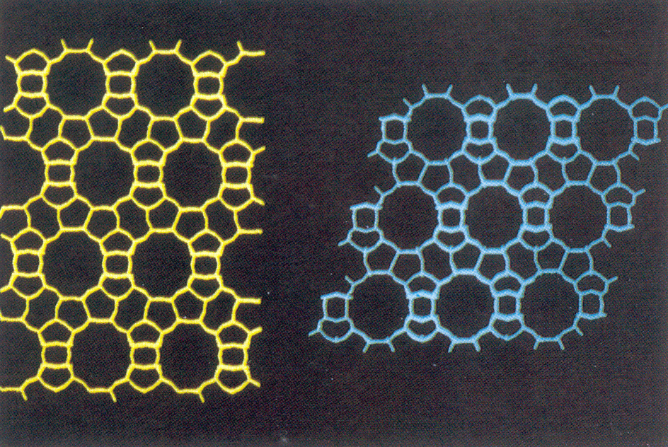 Fig 5.1 Structure of zeolite f3 recently studied by the energy minimisation method.
