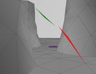 Figure 1: The user's view of some highlighted bad elements in a grid of the airspace around three cooling towers