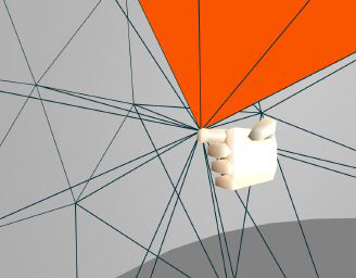 Figure 2: The user about to reposition a node of a bad element using the 3D mouse with the edges of connected elements highlighted