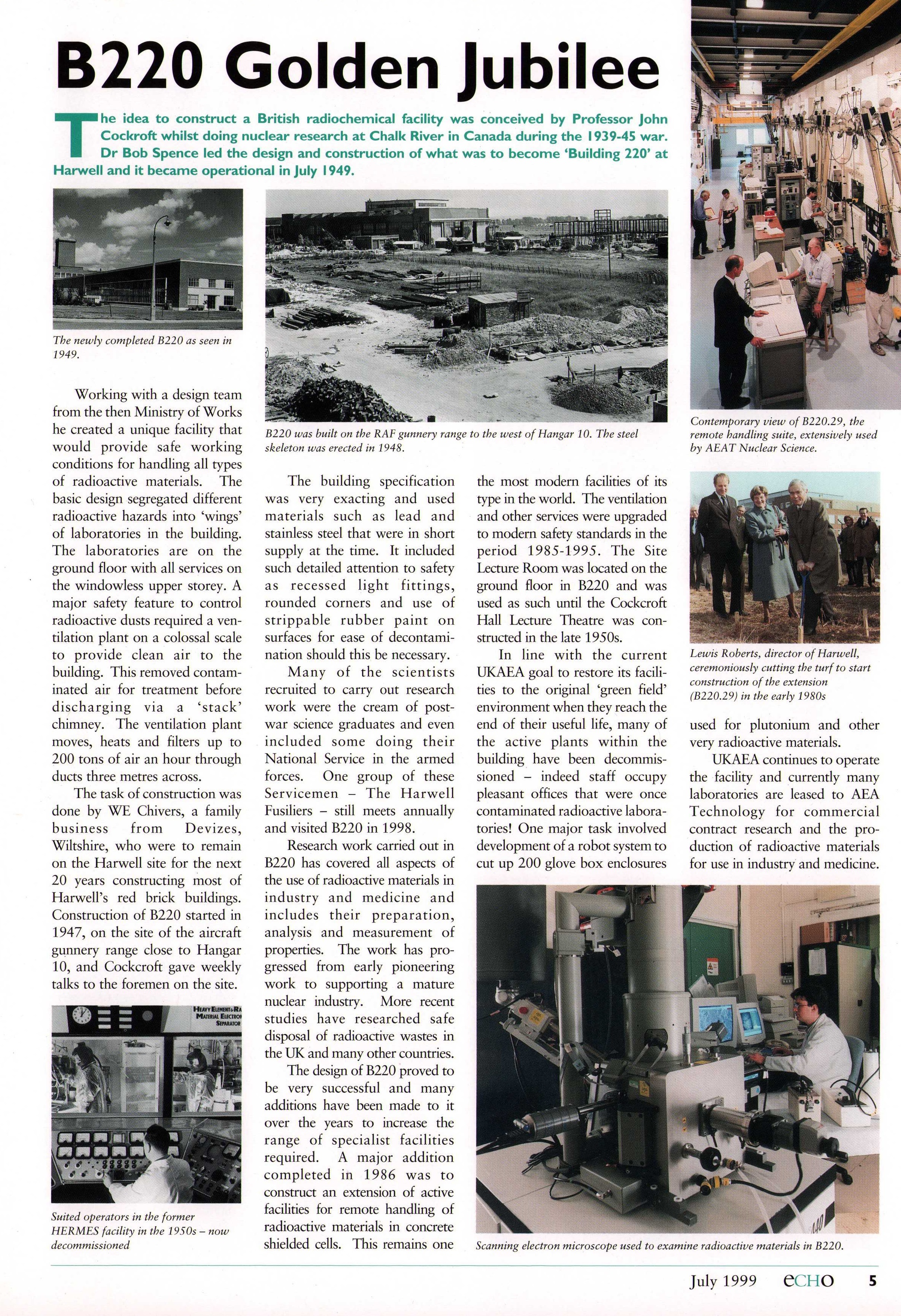 B220 golden jubilee: Article from ECHO (July 1999)