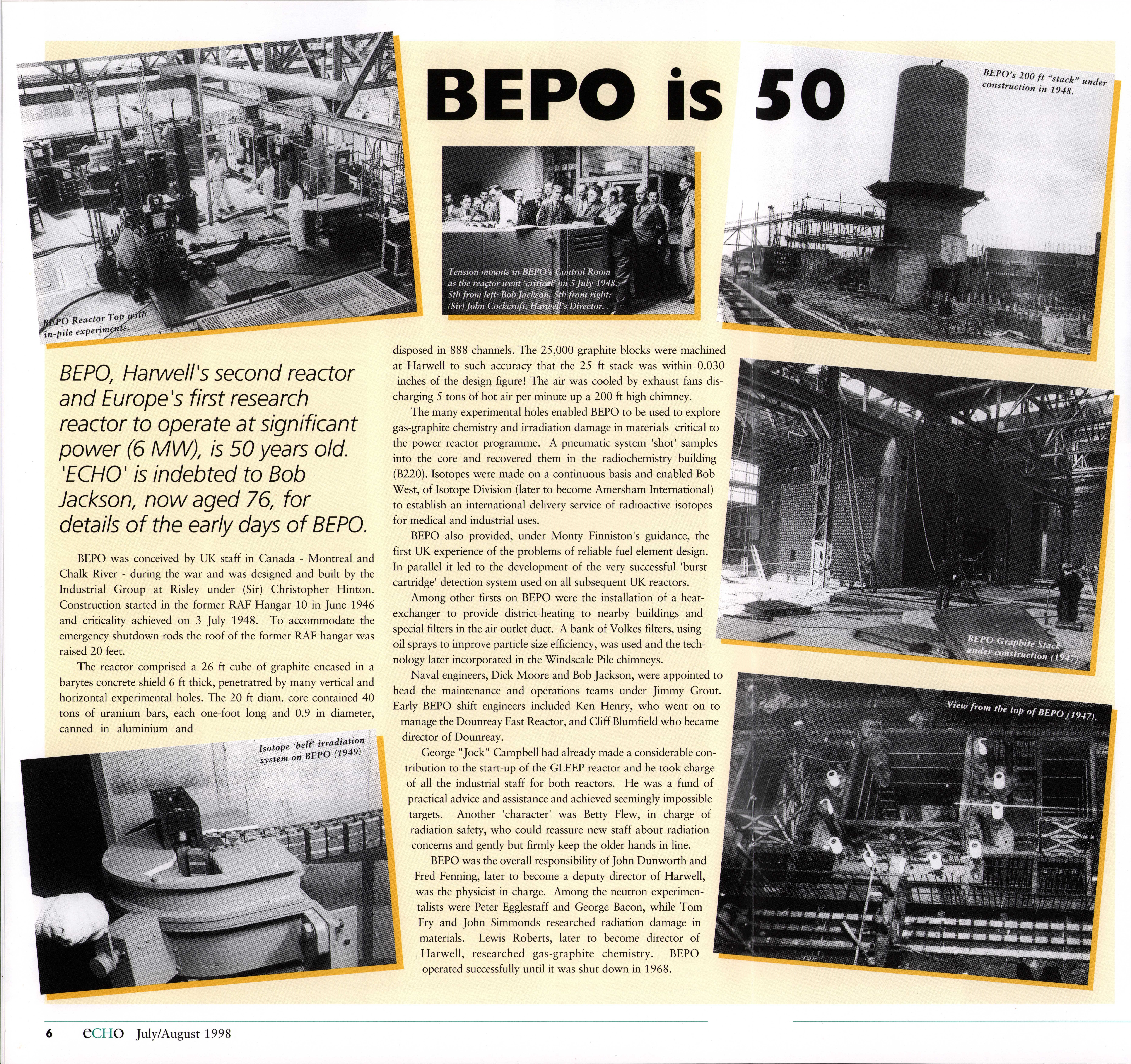 BEPO is 50: Article from ECHO (July/August 1998)