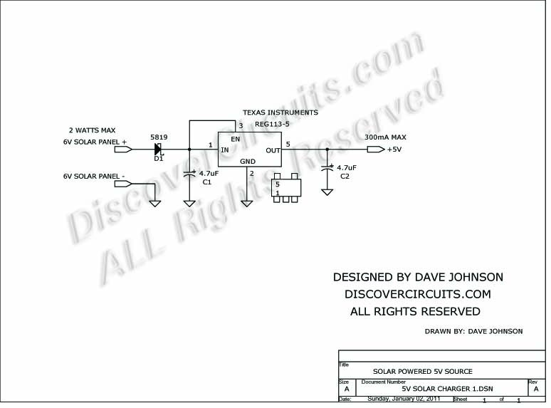 6 volt solar panel circuit designed by David A. Johnson, P.E.