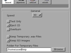 Entering additional parameters before burning.