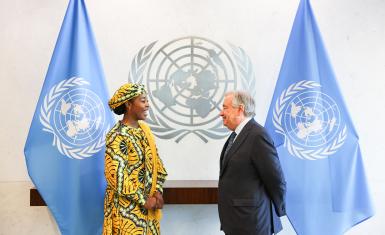Nigerian poet Maryam Bukar Hassan becomes the first UN Global Advocate for Peace, meeting with the UN Secretary-General.