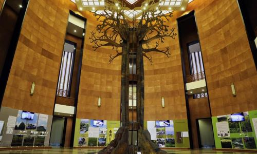 The towering hall of the Museum of Black Civilisations in Dakar.