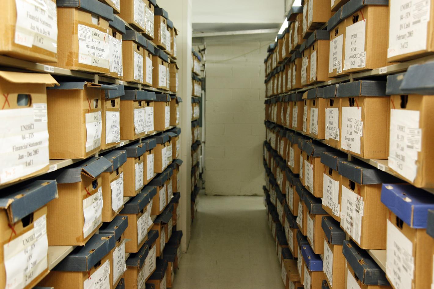 Collection of Archival records at the UN Archives warehouse