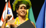 Photograph of Lennon Ferreira Corezomaé (Umutina Bala Tiponé), the first indigenous person to complete a master's degree at UFSCar, at his graduation ceremony. Use of image authorized by Lennon Ferreira Corezomé.