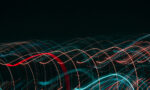 Digital image of colored light beams.
