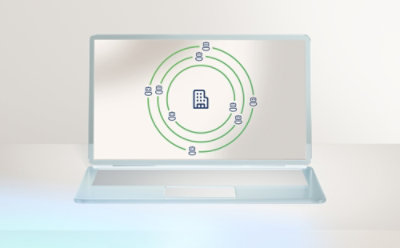 Portátil que muestra un diagrama circular en pantalla.