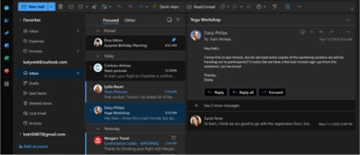 Screenshot di uno schermo dell'email