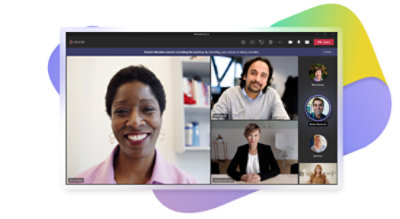 A Teams video call in progress that has a banner at the top of the meeting screen stating that recording has started.