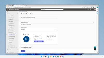 Kuvatõmmis Microsoft Teamsi halduskeskuse lehest, kus kuvatakse müügiosakonna ühtse kõnepaketi number.
