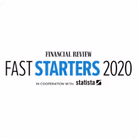 Financial Review Fast Starters 2020 logo, created in cooperation with Statista, recognising high-growth Australian businesses.