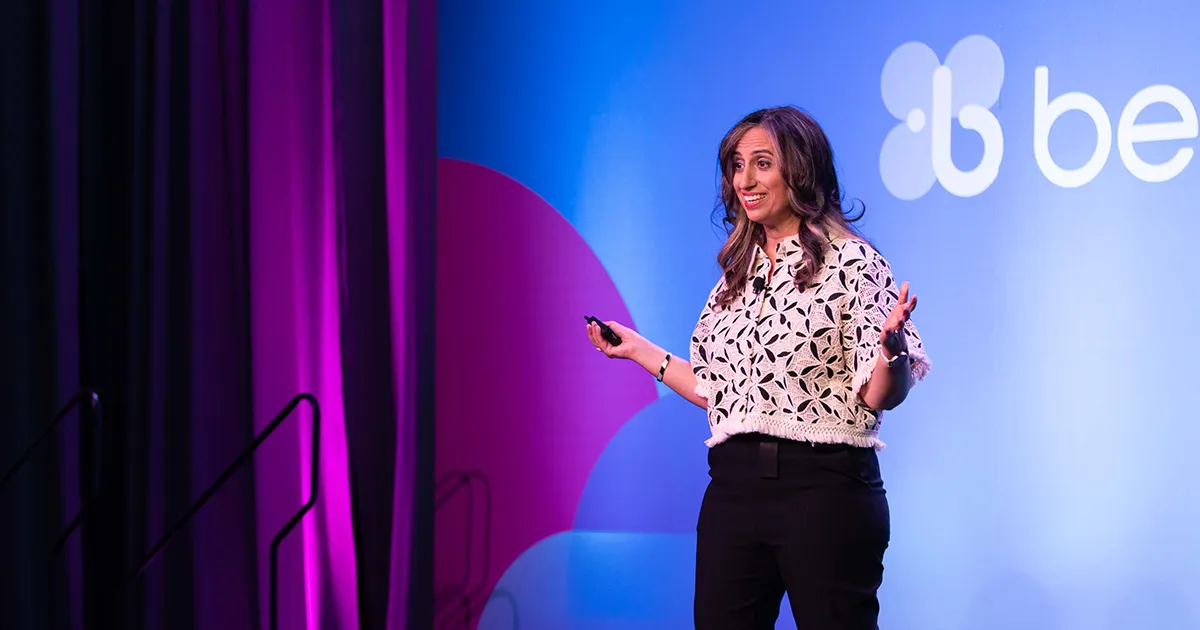 Benevity's Chief Impact Officer, Sona Khosla, giving a presentation at Benevity Live!