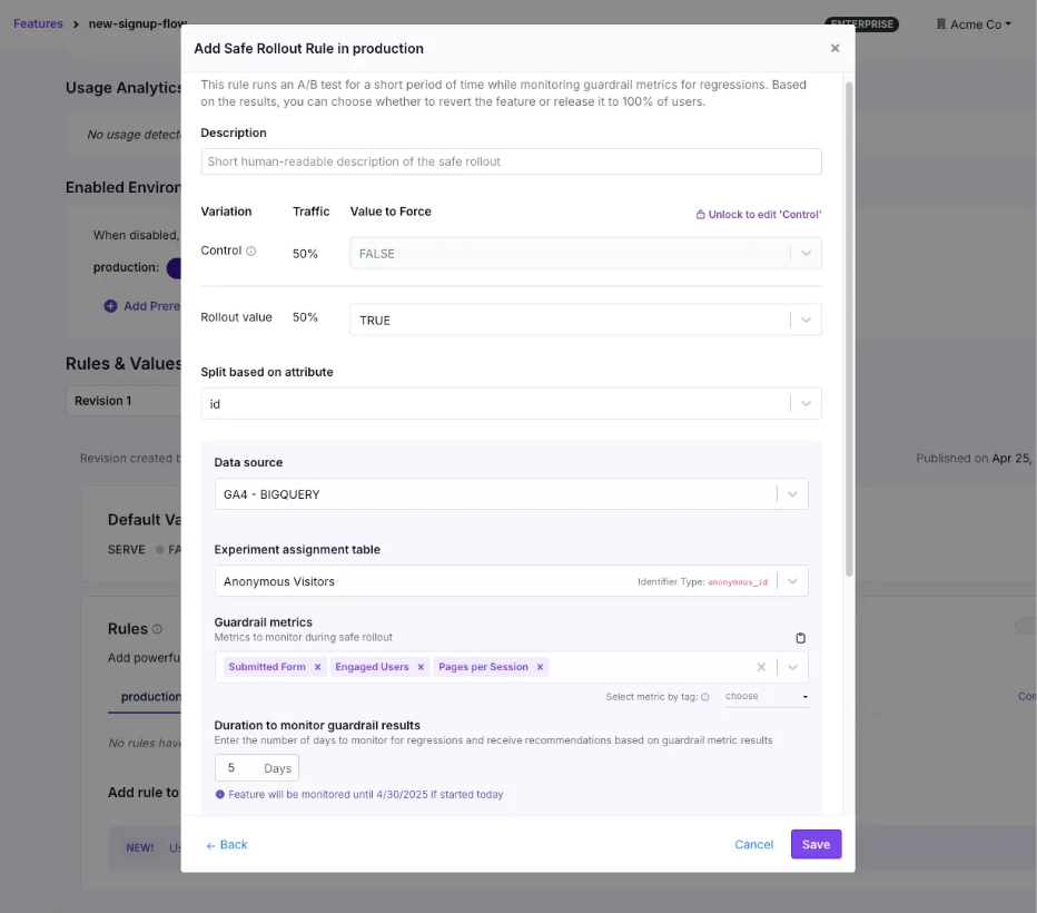 GrowthBook Feature Flag Safe Rollouts