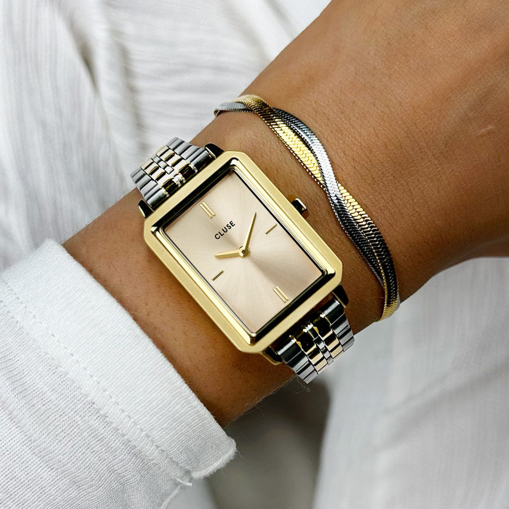 Strap 14 mm Steel 5-Link Bicolour CS12112 - strap on wrist.