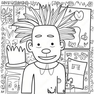 Renkli Basquiat Sanatı Boyama Sayfası 19603-15486