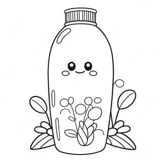 صفحة تلوين زجاجة ماء لطيفة مع زهور 37164-29396