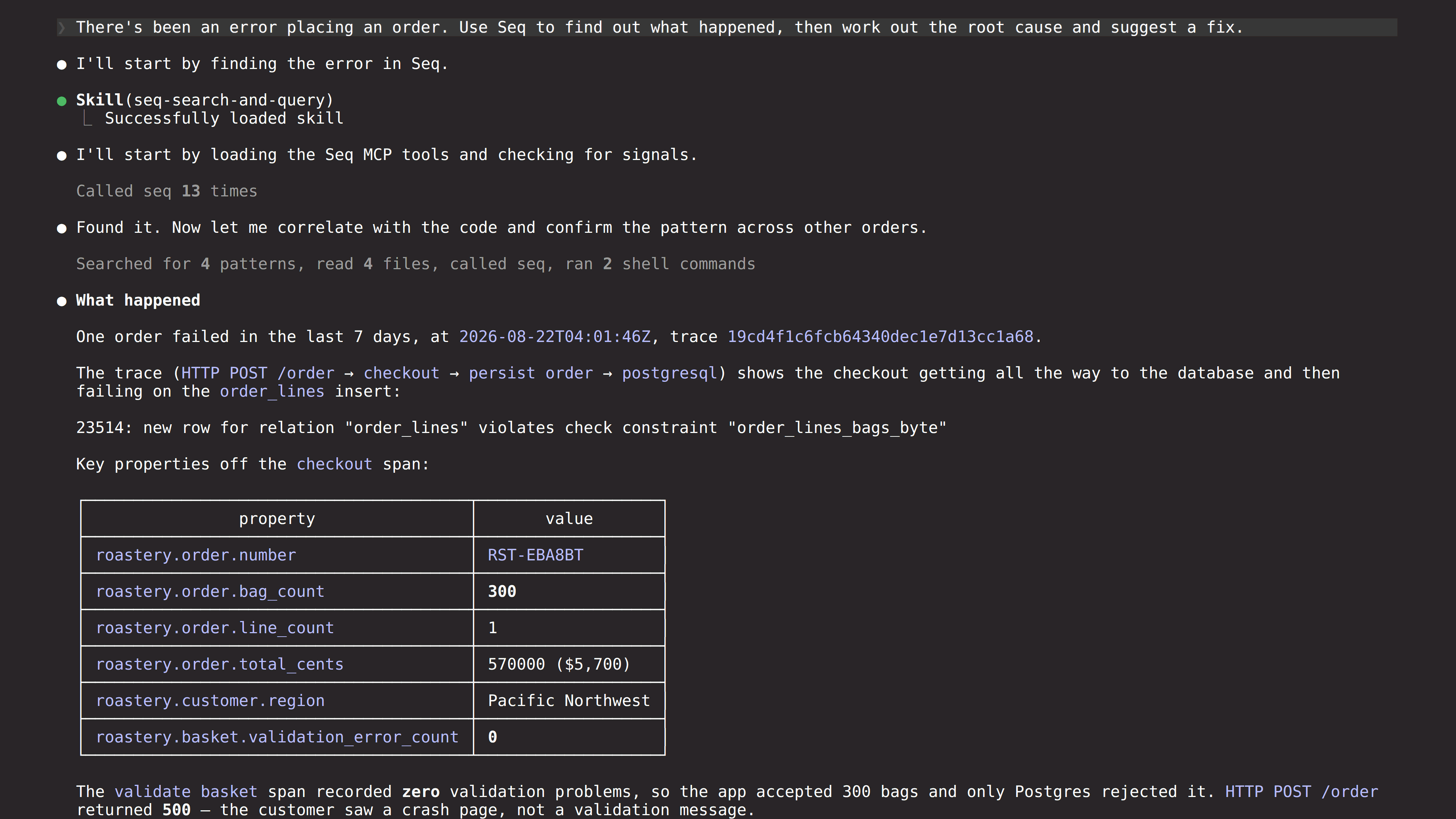 Seq MCP screenshot