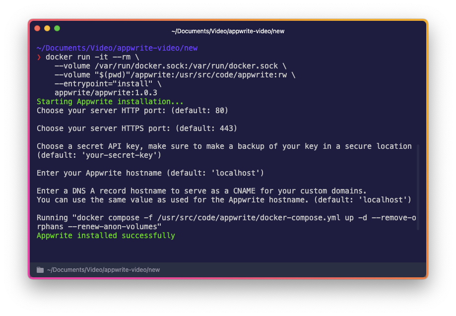 Appwrite installation