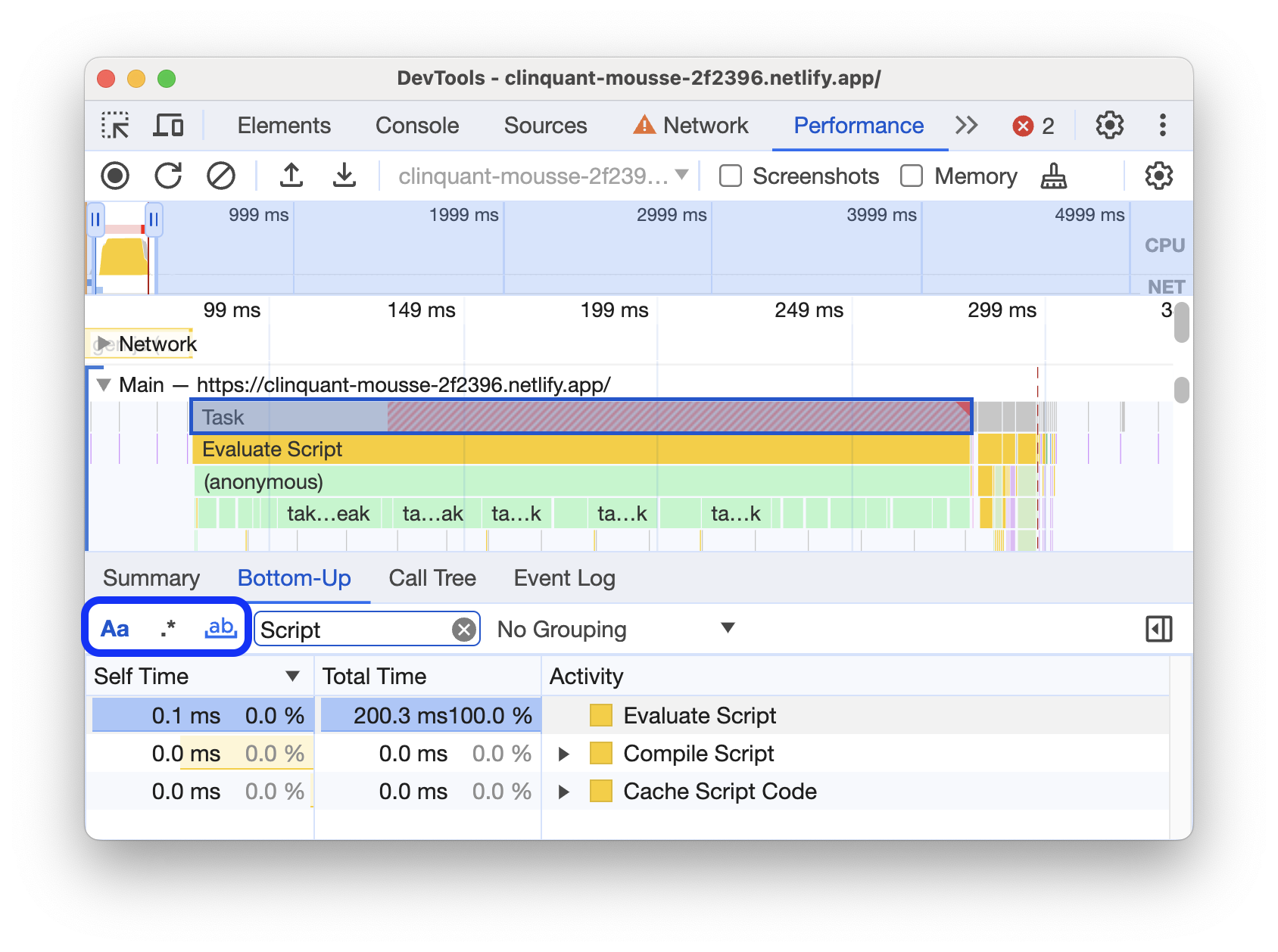 دکمه سه تایی برای فیلتر پیشرفته.