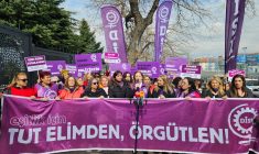 DİSK’li kadınlar Çalışma ve Sosyal Güvenlik Bakanlığı önünden taleplerimizi haykırdı
