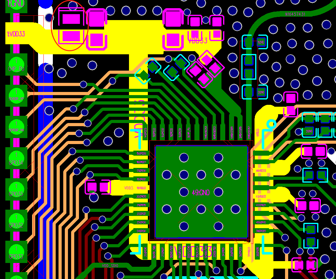 ESP32 Power Traces in a Four-Layer PCB Design