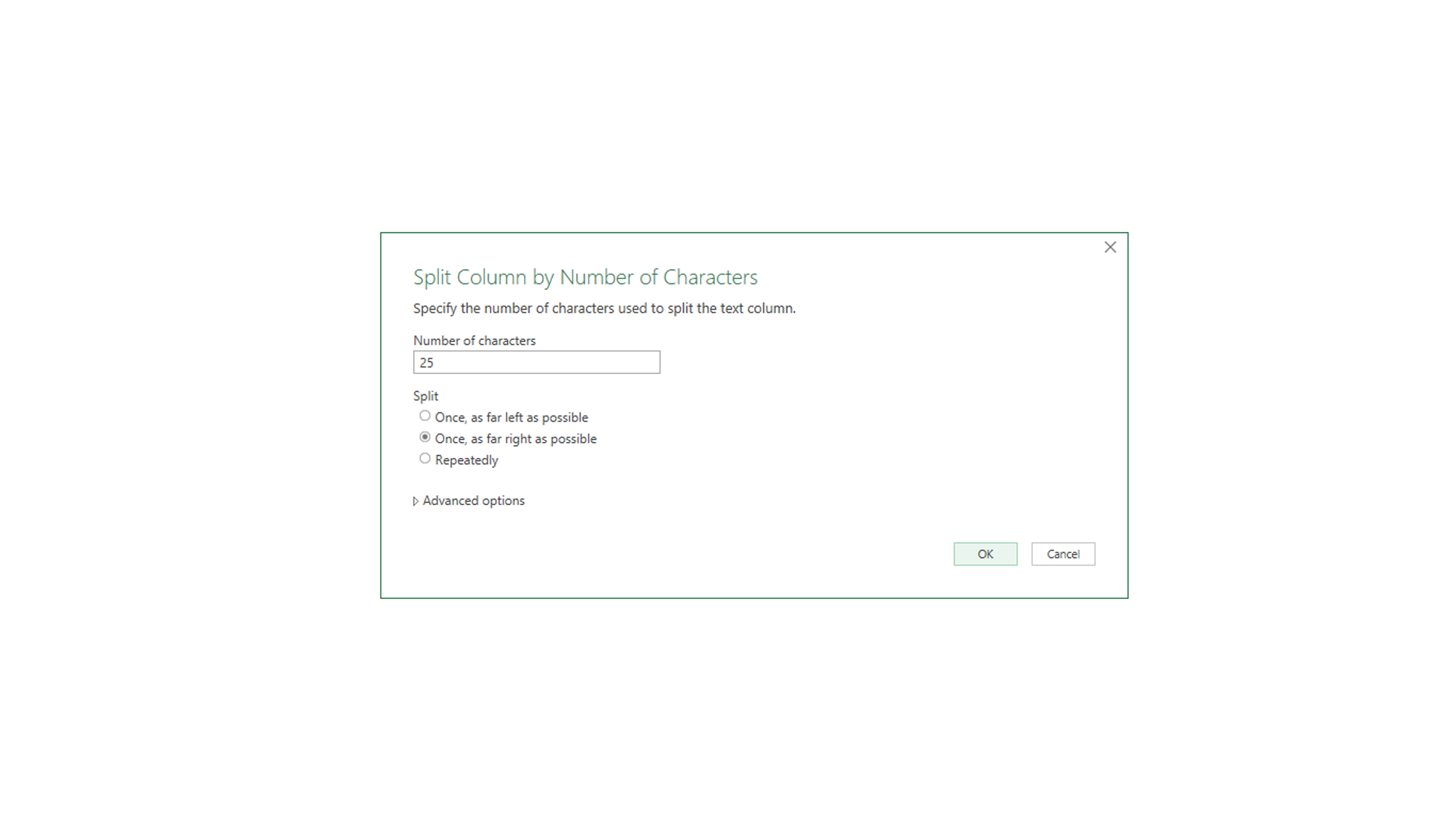 7.excel split 25 characters