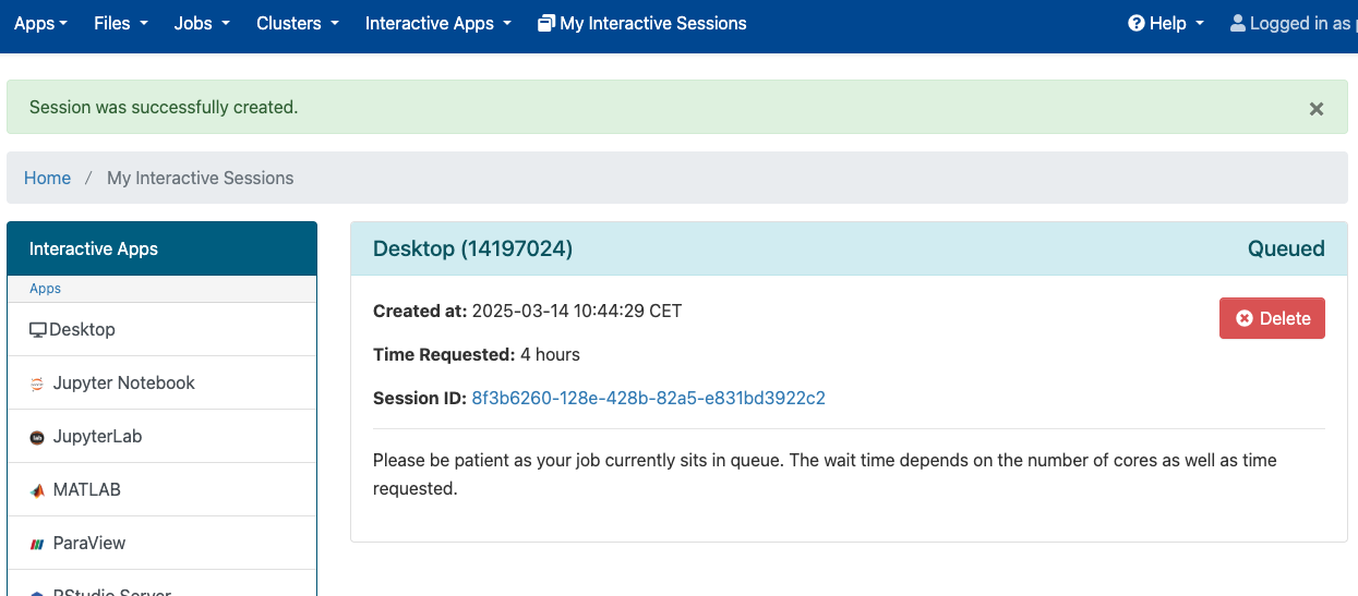 Open OnDemand pending application