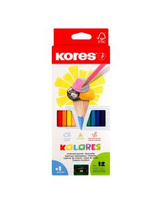 Bojice drvene Kores 12/1 + šiljilo KOR93312