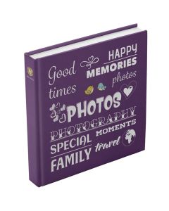 Album za slike Henzo Riječi ljubičasti, 300 x 300 mm, 100 bijelih stranica, za 400 slika dimenzija 100 x 150 mm