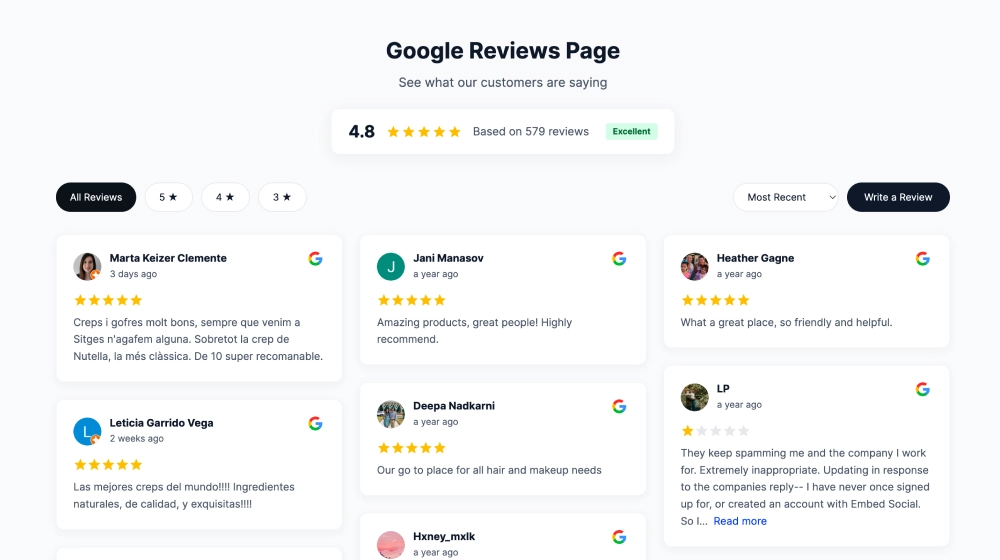 Google Reviews Seite