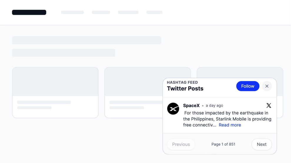 Widget Popup Hashtag X (Twitter)