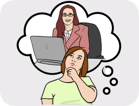 A woman thinking of her working in a different job